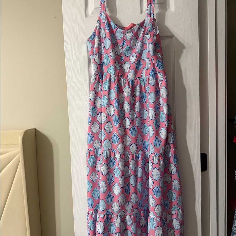 Simply Southern Pink and Blue Seashell Midi Dress